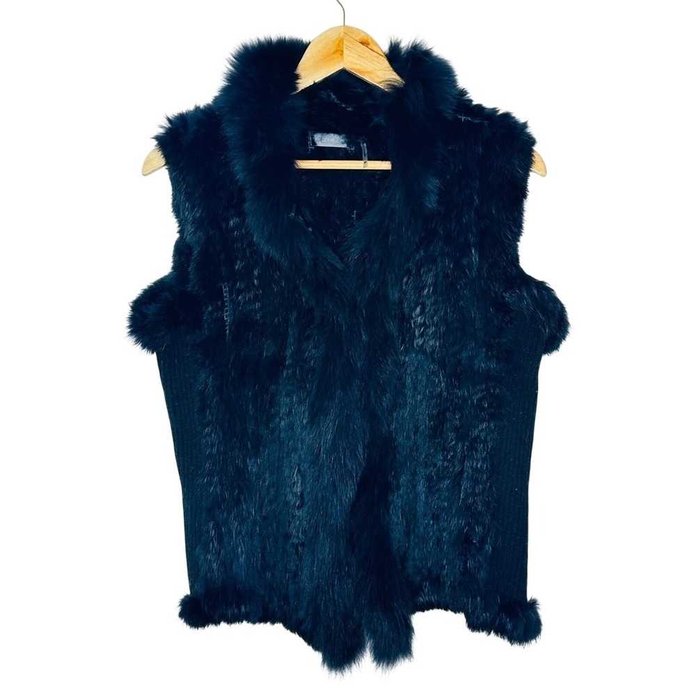 Love Token Dark Navy Faux Fur Vest